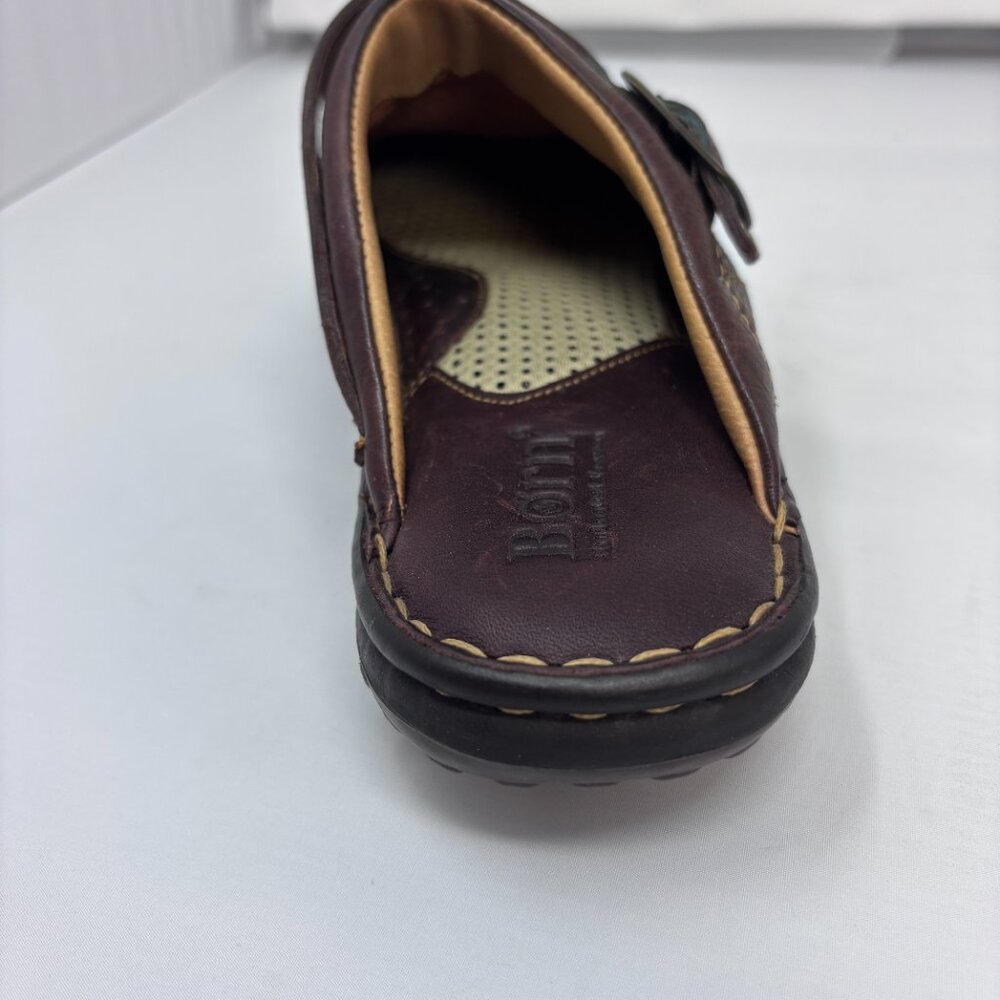 Born Brown Leather slip-on clog mule wedge shoes Woman's size 7 - Picture 5 of 16